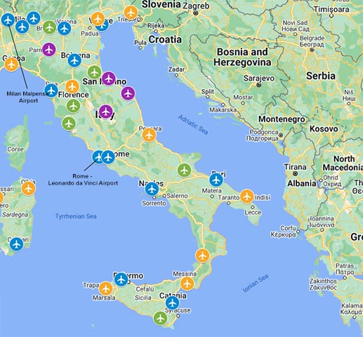 Map Of Italian Airports 